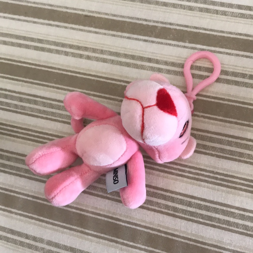 Lot of 3 plush keychain bag clips TY miniso - Picture 5 of 8